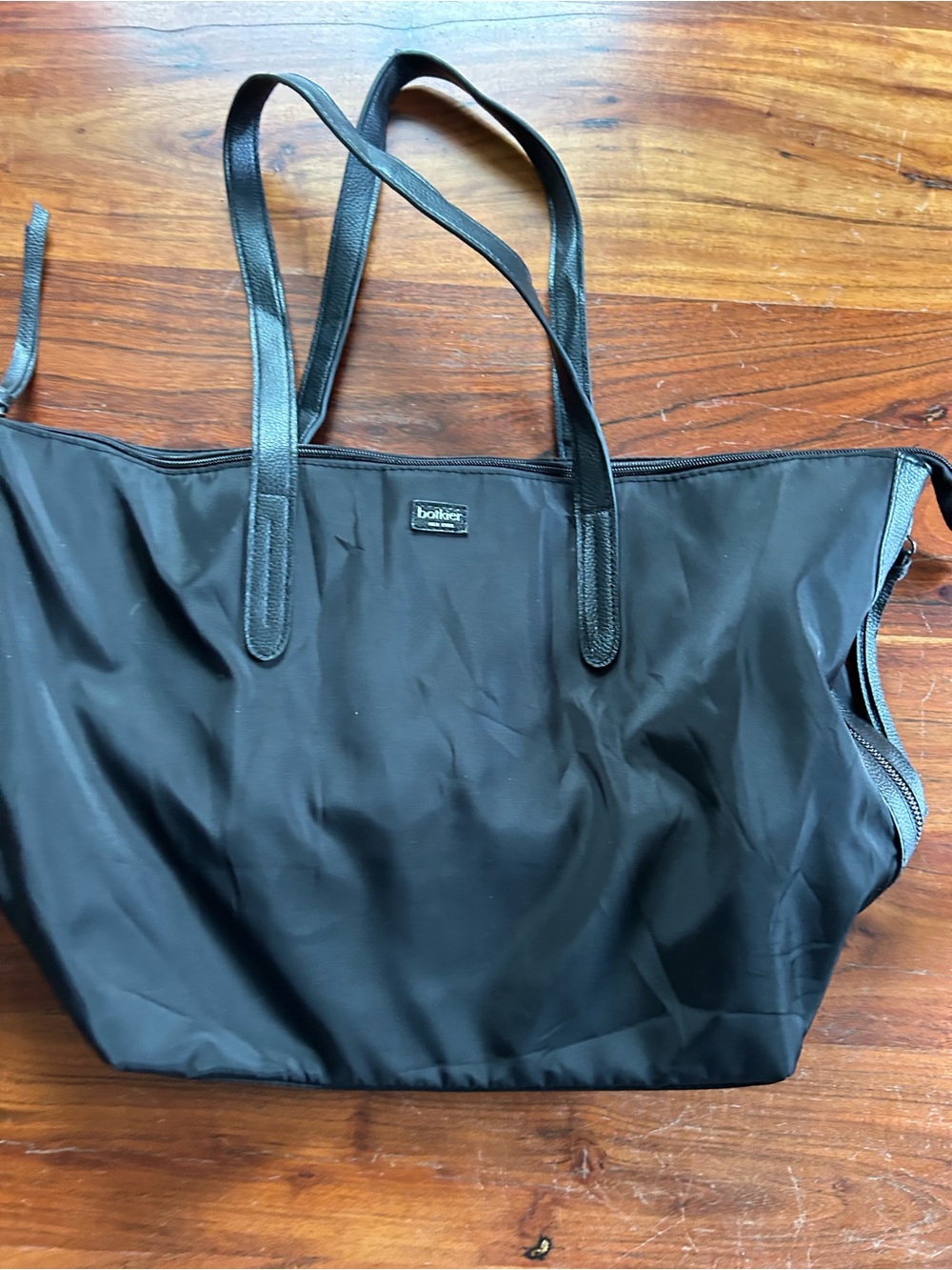 Authentic Botkier black zip nylon tote bag Side Leather Zip Tassels